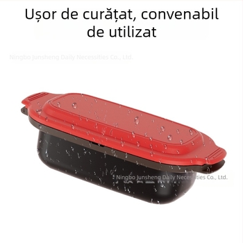 Tigaie grill multifuncțională pentru cuptorul cu microunde, antiaderent din aliaj de aluminiu cu silicon, stil coreean, capac din aluminiu