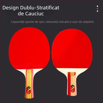 Raquetă de tenis de masă cu minge pentru începători, gumă de calitate profesională, dublu antiaderent pe ambele fețe, pentru priză dreaptă sau penhold