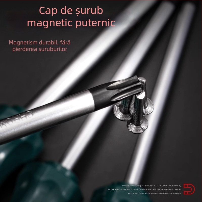 Set de șurubelnițe Torx cu gaură de agățare, T10–T30, oțel crom-vanadiu, izolat, magnetic, mâner din plastic