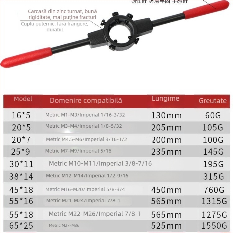 Weiligu Set Manual pentru Filetare cu Mâner Anti-Alunecare