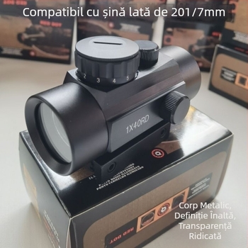 Monoclu metalic cu punct roșu-verde reglabil, mărire 1×40, pentru utilizare în aer liber