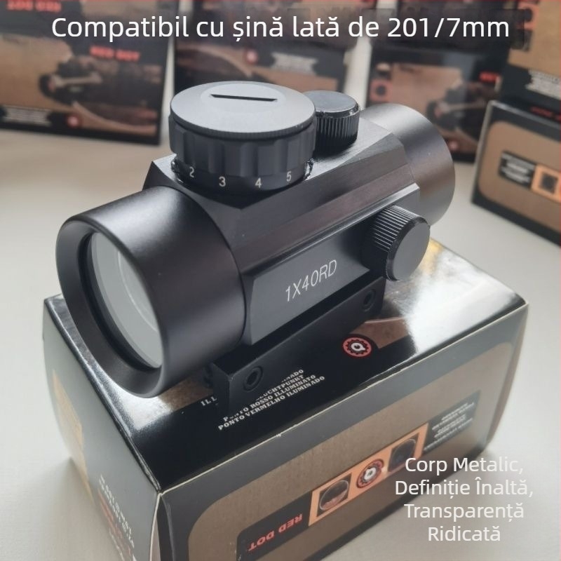 Monoclu metalic cu punct roșu-verde reglabil, mărire 1×40, pentru utilizare în aer liber