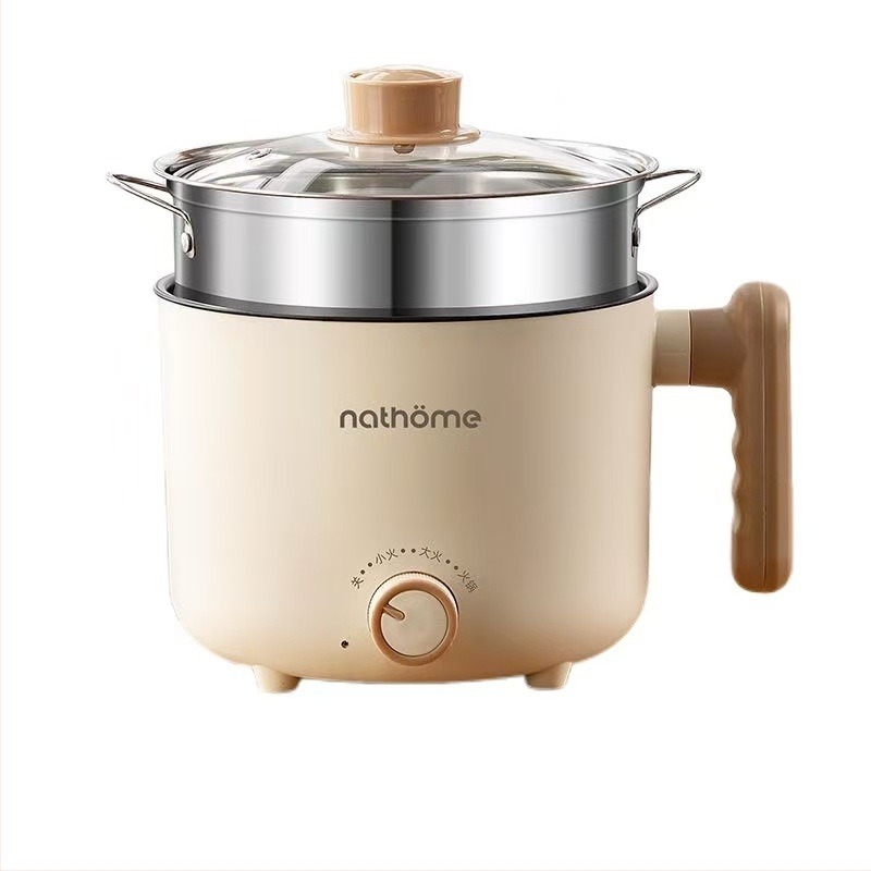 Oală electrică cu grill și abur, capacitate 2 L, pentru 2–3 persoane, vas interior ceramic, control prin buton, toate într-un singur dispozitiv, model YL-5