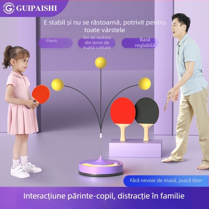 Antrenor de tenis de masă pentru copii – jucărie de antrenament pentru interior, rachetă cu lovire dreaptă, bază PE, gumă cu adeziv pozitiv, imprimare logo disponibil