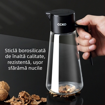CCKO recipient pentru ulei cu gravitație, deschidere și închidere automată, sticlă etanșă, pentru uleiuri de bucătărie și sos de soia