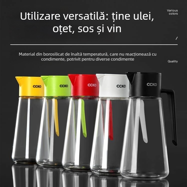 CCKO recipient pentru ulei cu gravitație, deschidere și închidere automată, sticlă etanșă, pentru uleiuri de bucătărie și sos de soia