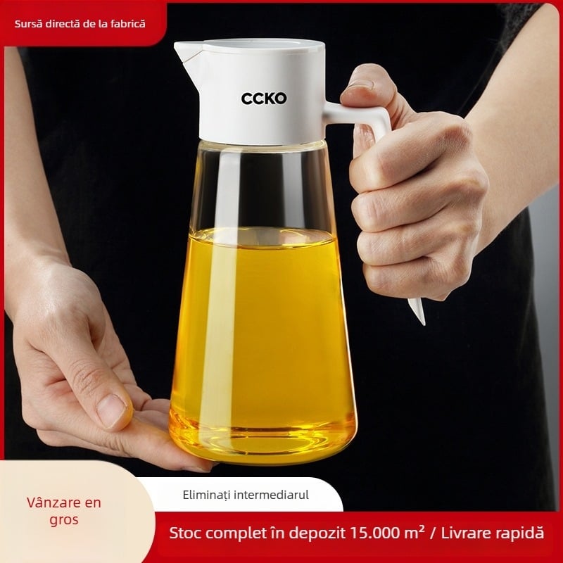 CCKO recipient pentru ulei cu gravitație, deschidere și închidere automată, sticlă etanșă, pentru uleiuri de bucătărie și sos de soia