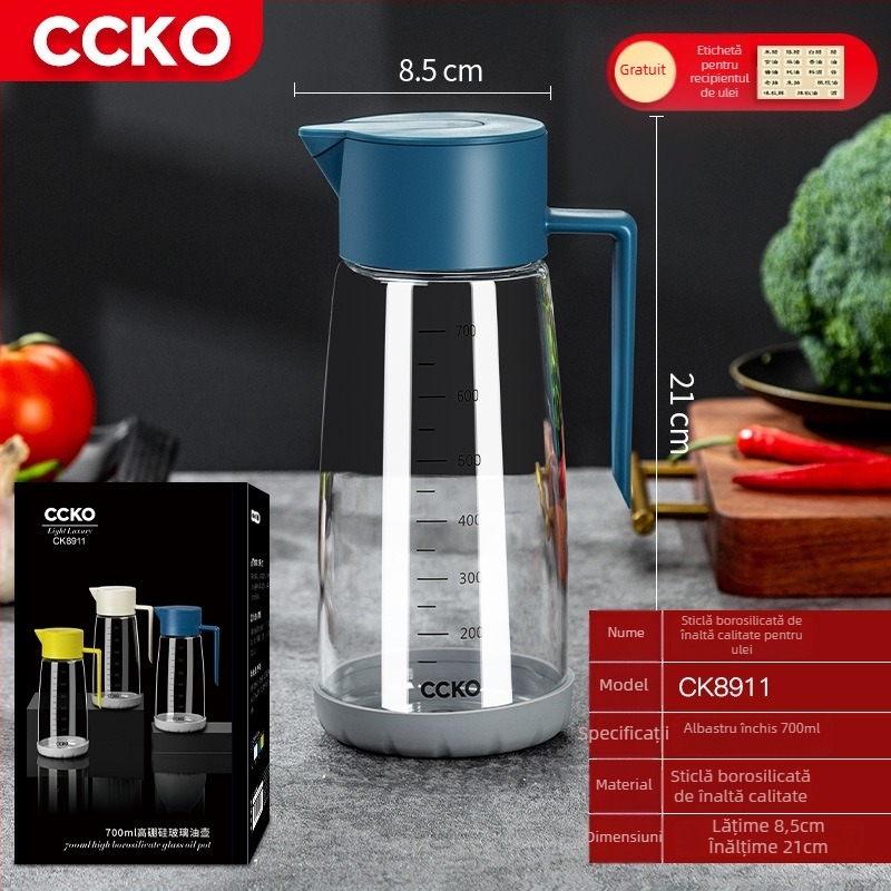 CCKO recipient pentru ulei cu gravitație, deschidere și închidere automată, sticlă etanșă, pentru uleiuri de bucătărie și sos de soia