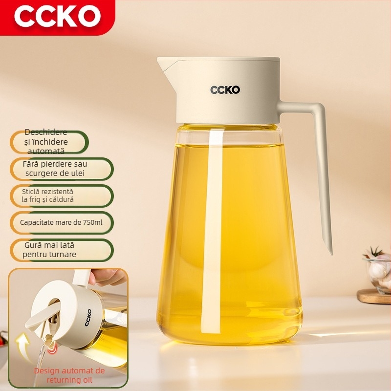 CCKO recipient pentru ulei cu gravitație, deschidere și închidere automată, sticlă etanșă, pentru uleiuri de bucătărie și sos de soia