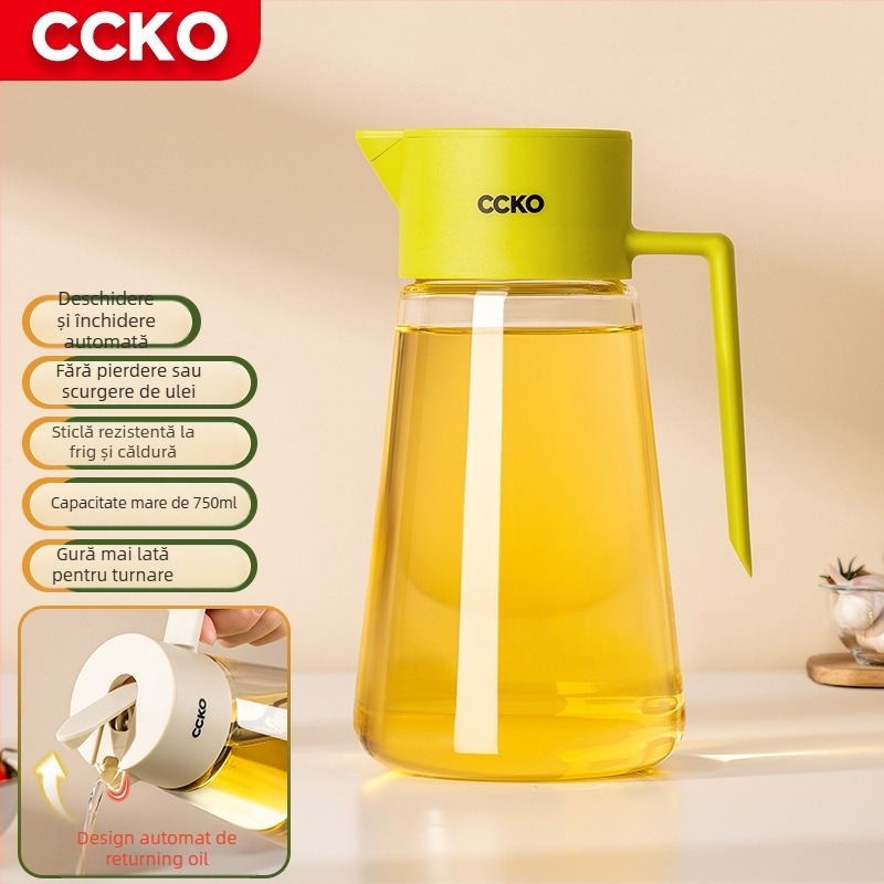 CCKO recipient pentru ulei cu gravitație, deschidere și închidere automată, sticlă etanșă, pentru uleiuri de bucătărie și sos de soia