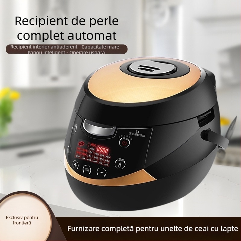 Gătitor electric complet automat pentru ceai cu perle, destinat magazinelor de ceai, cu capacitate 4,1–6 L; pentru 5+ persoane; vas interior antiaderent; control prin buton; menținere cald și abur rapid