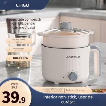 Chigo oală electrică de gătit – capacitate 1,8 L, vas interior din oțel inoxidabil, încălzire pe bază, control prin buton rotativ, model ZNXG-71