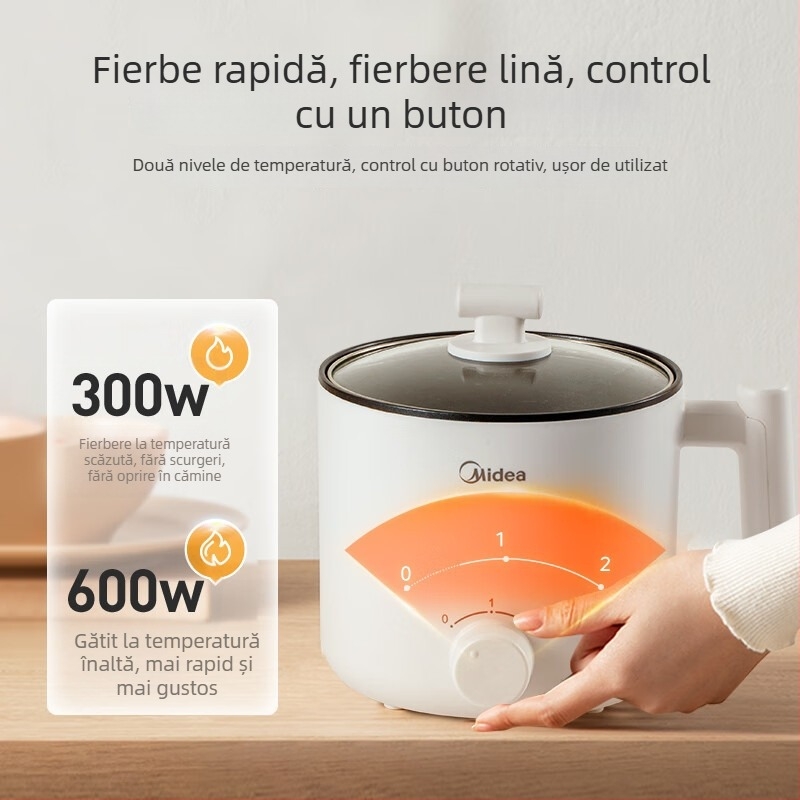 Midea XZE1612 Oală electrică 2L 2 în 1 cu interior din piatră medicală și funcție grătar/shabu-shabu