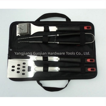 Set BBQ din oțel inoxidabil, 4 piese, cu cuțit, clip, perie, furculiță și lopățică – origine Yangjiang
