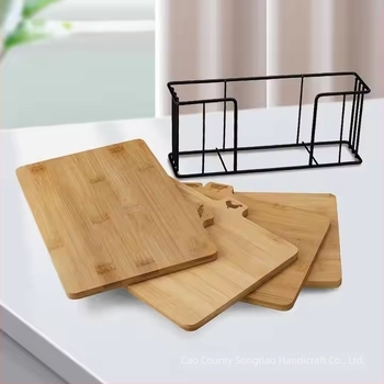 Set de plăci de tăiat din bambus – patru bucăți, portabil și reversibil, Songtao, stil modern