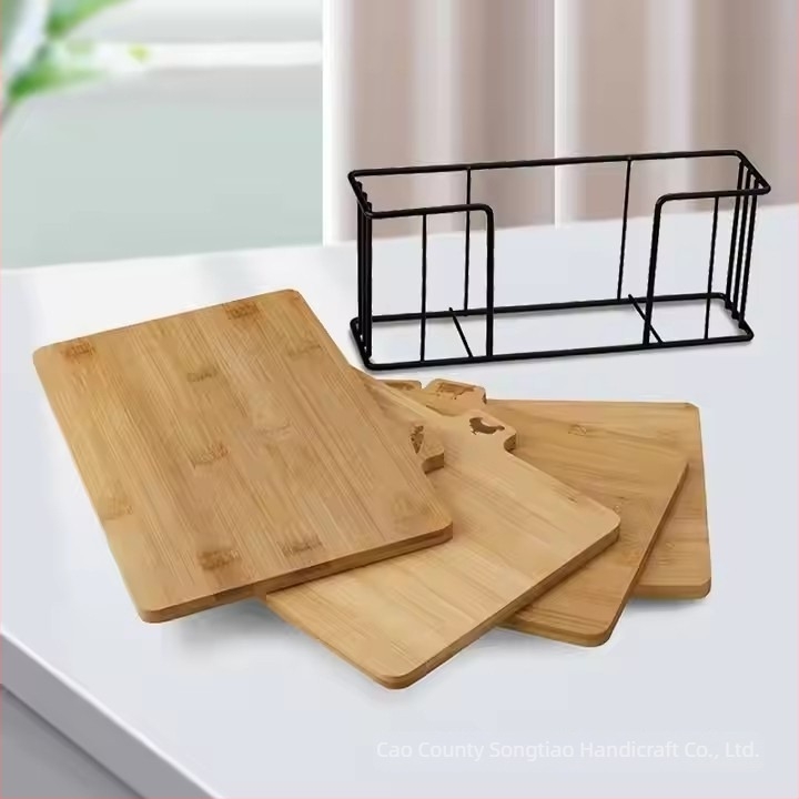 Set de plăci de tăiat din bambus – patru bucăți, portabil și reversibil, Songtao, stil modern