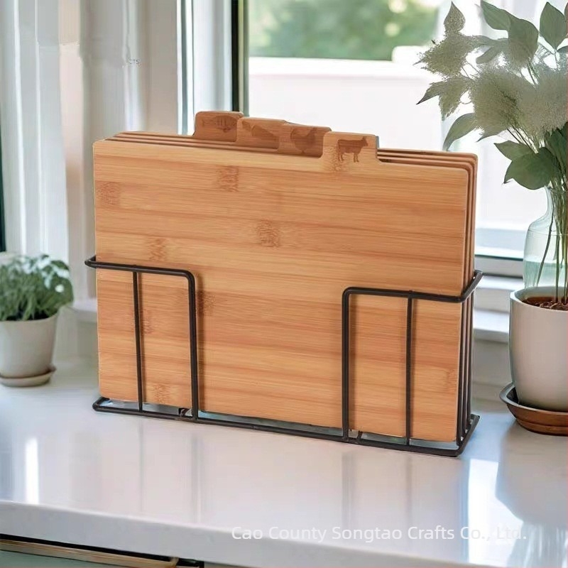 Set de plăci de tăiat din bambus – patru bucăți, portabil și reversibil, Songtao, stil modern