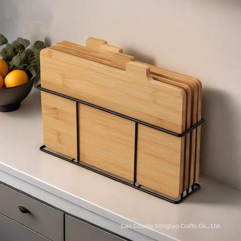 Set de plăci de tăiat din bambus – patru bucăți, portabil și reversibil, Songtao, stil modern