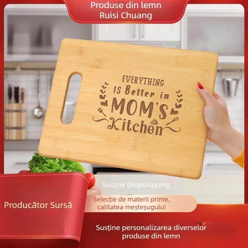 Tocător din bambus – antiderapant, cu două fețe, portabil, Rescure