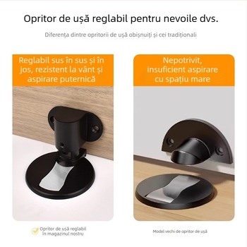 Opritor de ușă – montat pe podea, aliaj de zinc, creștere înălțime, finisaj electroplacat