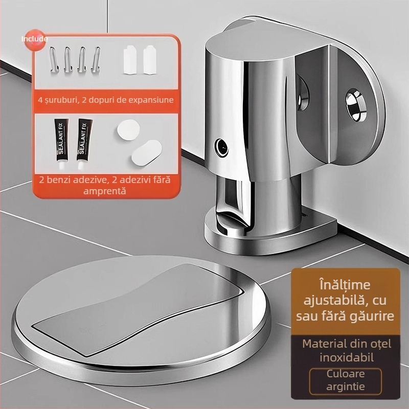 Opritor de ușă – montat pe podea, aliaj de zinc, creștere înălțime, finisaj electroplacat