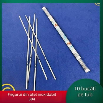 Set de frigărui pentru grătar din oțel inoxidabil 304, frigărui plate și rotunde pentru carne, frigărui pentru aripioare de pui, construcție îngroșată, pachet 50 buc.