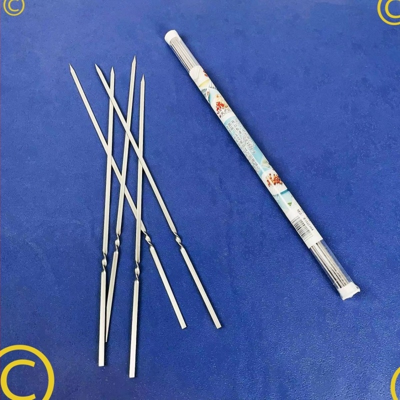 Set de frigărui pentru grătar din oțel inoxidabil 304, frigărui plate și rotunde pentru carne, frigărui pentru aripioare de pui, construcție îngroșată, pachet 50 buc.