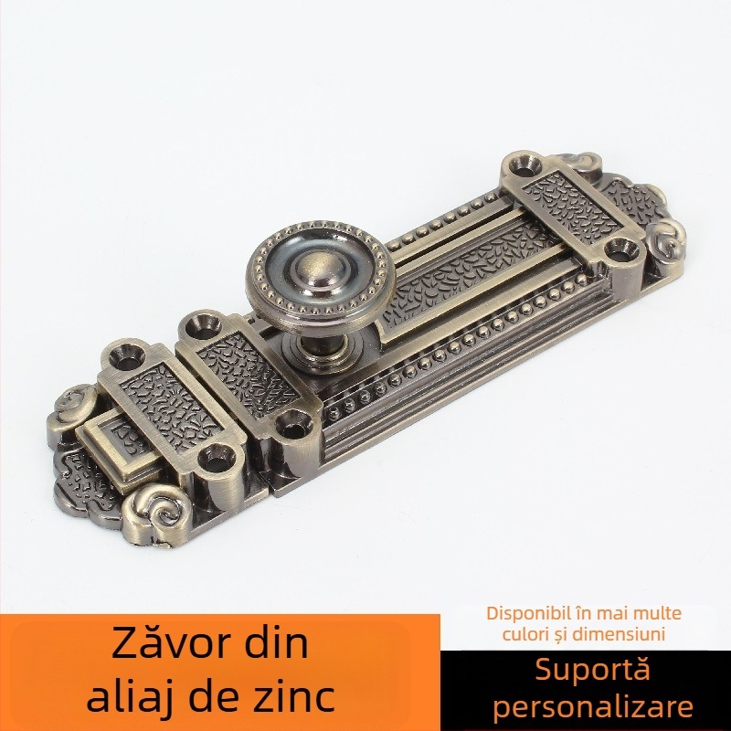 Zăvor antic pentru ușă din aliaj de zinc, model 8210, tip A latch, finisaj electroplacat