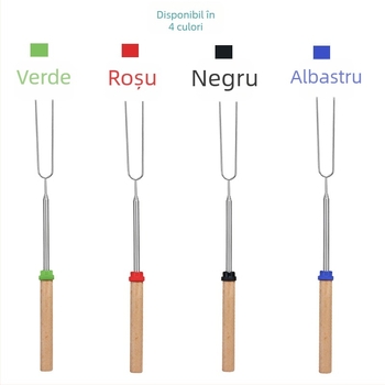 Mego furculiță de grătar telescopic din oțel inoxidabil cu mâner din lemn, 304, set