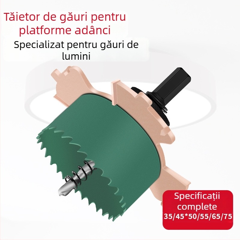 Freză pentru găuri pentru spoturi încastrate, fără ramă, pentru plafoane din gips-carton și tâmplărie