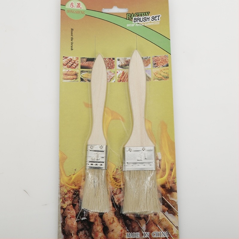 Perie pentru grătar cu peri din păr de porc, mâner din lemn, pachet de 100 buc.