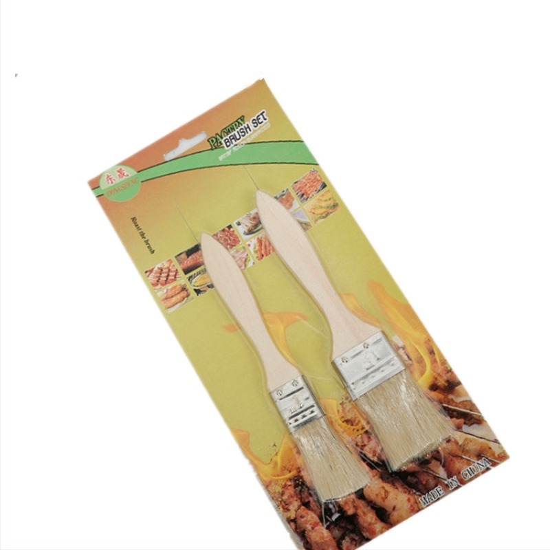 Perie pentru grătar cu peri din păr de porc, mâner din lemn, pachet de 100 buc.