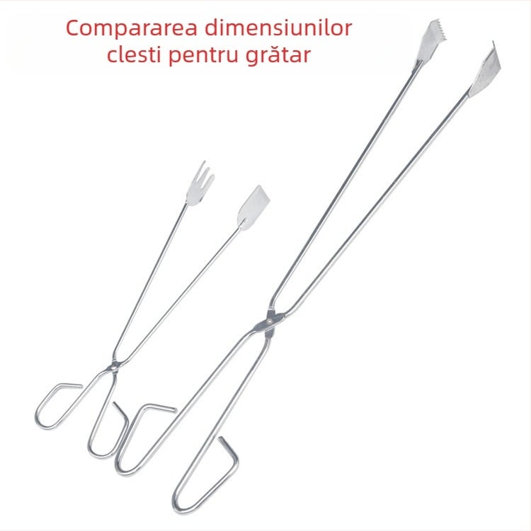 Set de unelte pentru grătar din oțel cromat — brand Butterfly roasted incense, include clește pentru cărbune și clips pentru cărbune