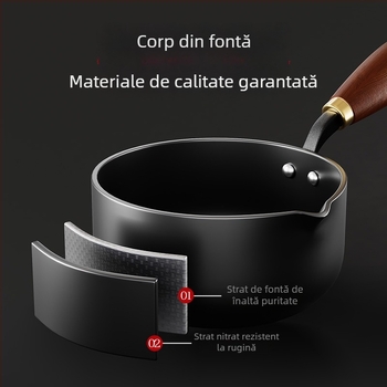 Oală mică din fier pentru încălzirea uleiului, cu mâner lung, vas de prăjit mic pentru hrana bebelușilor