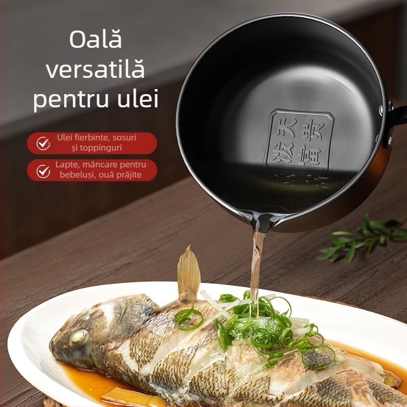 Oală mică din fier pentru încălzirea uleiului, cu mâner lung, vas de prăjit mic pentru hrana bebelușilor