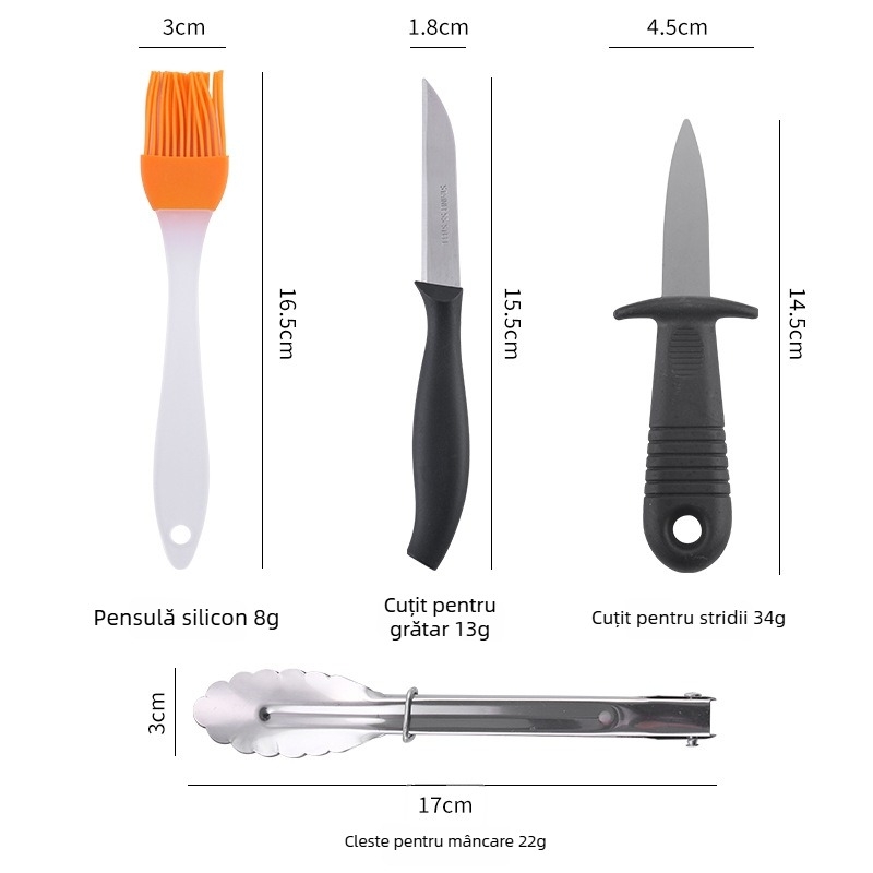 Set de peri barbecue cu peri siliconice, mâner PP, ambalaj 60, stil modern simplu