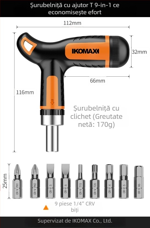 Set de șurubelnițe din oțel carbon cu mecanism cu ratchet și biți multipli, include variante 19-in-1 și 9-in-1 și șurubelniță electrică de 3,6V cu biți magnetici