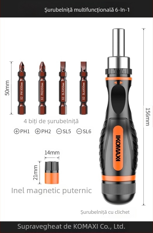 Set de șurubelnițe din oțel carbon cu mecanism cu ratchet și biți multipli, include variante 19-in-1 și 9-in-1 și șurubelniță electrică de 3,6V cu biți magnetici