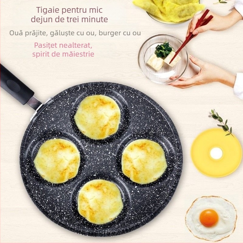 Rich chef Tigaie pentru omletă din oțel inoxidabil, design cu 4/7 găuri, antiaderent, adâncime 4 cm