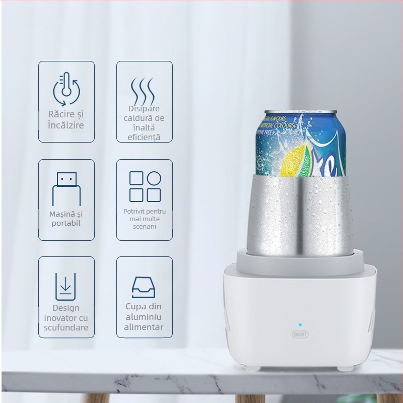 Cupe Portabilă de Răcire și Încălzire cu placă încorporată, rezervor din oțel inoxidabil, capacitate sub 1 L, alimentare AC, design desktop