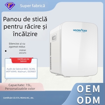 Mini frigider auto pentru casă și birou – 11–15L, 50W, alimentare 12V/220–240V/100–120V, răcire 5–9°C, încălzire 50–65°C