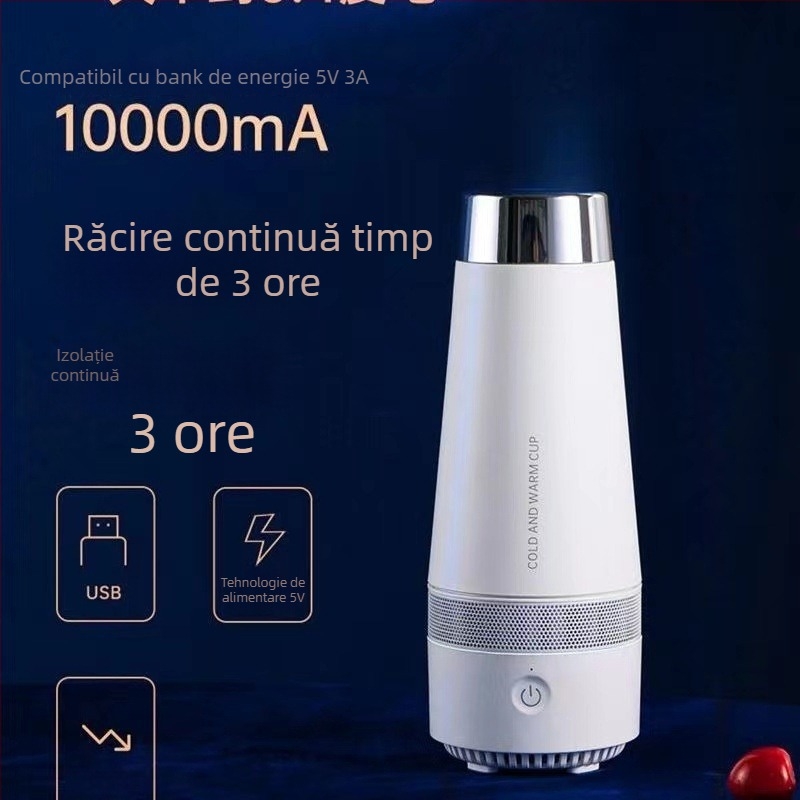 Cupă USB de răcire și încălzire cu carcasă ABS, rezervor intern din aluminiu, capacitate sub 1 L, alimentare USB, încălzire prin șasiu