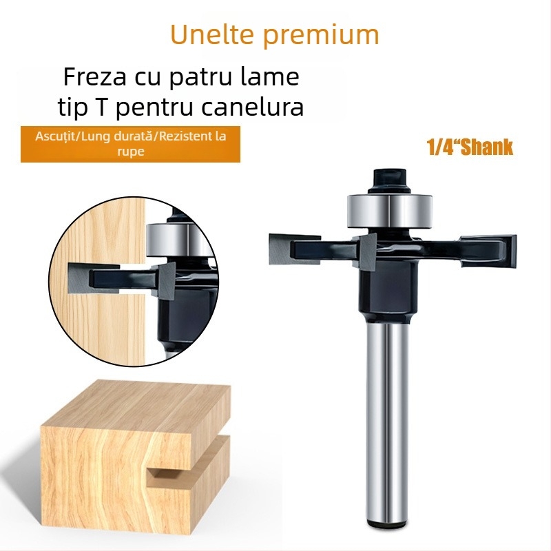 Freză pentru T-slot cu patru muchii, cap sferic, din carburi – freză pentru lemn, compatibilă cu centrul de prelucrare, pentru lemn, MDF, plăci laminate și sintetice