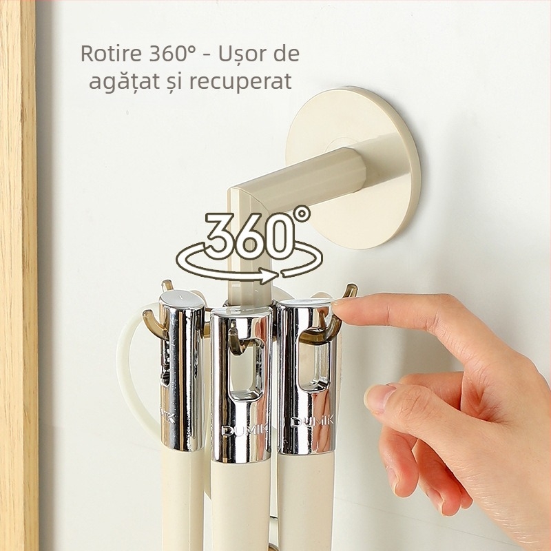 Raft rotativ de perete pentru ustensile de bucătărie (din plastic; stil modern minimalist; montaj pe perete; fără găuri)