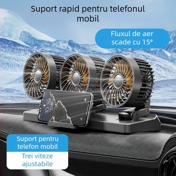 Ventilator auto montat în interior, cu două capete (răcire; corp din silicon; tensiuni 5V/12V/24V)