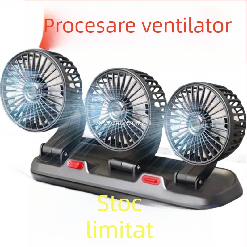 Ventilator auto montat în interior, cu două capete (răcire; corp din silicon; tensiuni 5V/12V/24V)