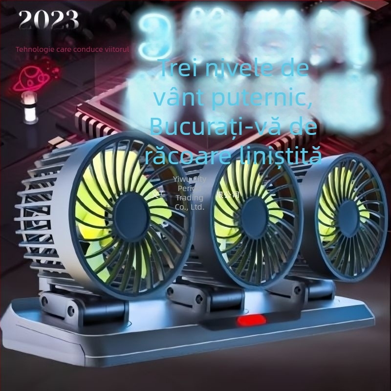 Ventilator auto montat în interior, cu două capete (răcire; corp din silicon; tensiuni 5V/12V/24V)