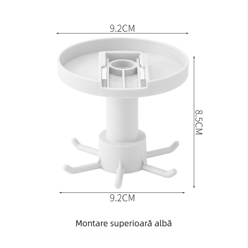 Cuier/raft de perete pentru bucătărie cu cârlige rotative retractabile, montaj fără găuri, ABS, 4 cârlige, încărcare maximă 3 kg.
