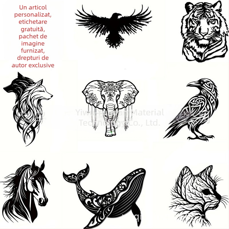 Decorațiune de perete din fier cu animale pentru casă și grădină – siluetă tridimensională din metal, marca Yuxuan