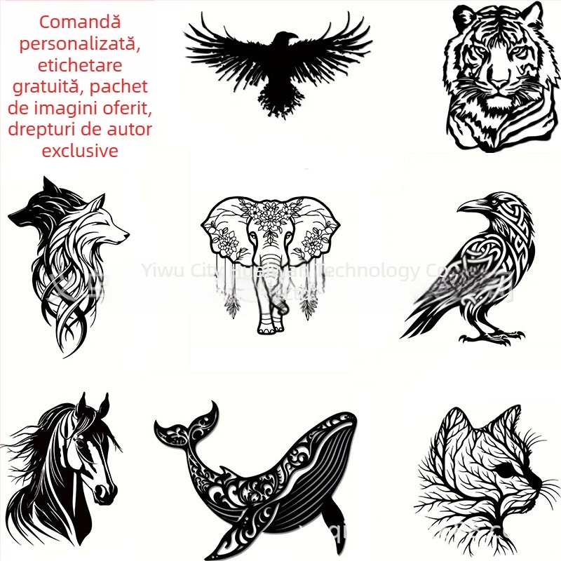 Decorațiune de perete din fier cu animale pentru casă și grădină – siluetă tridimensională din metal, marca Yuxuan